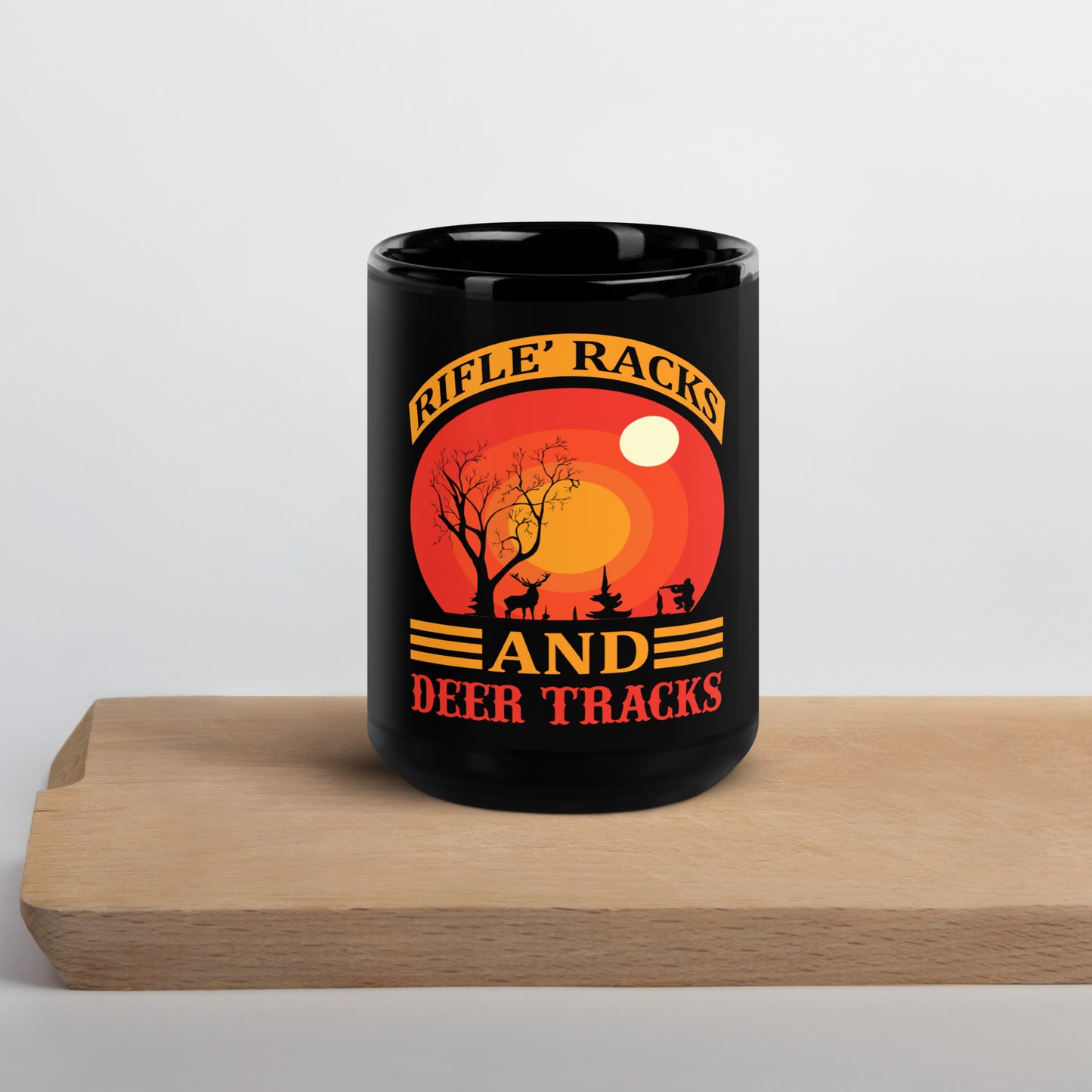 Hunting Coffee Mug Rifle Rack and Deer Tracks - American Revival Gear