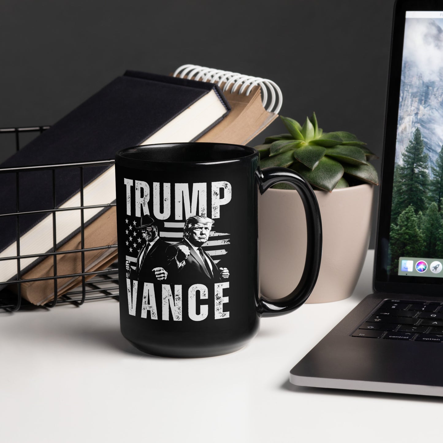 Trump Vance Duo Patriotic Black Coffee Mug - American Revival Gear