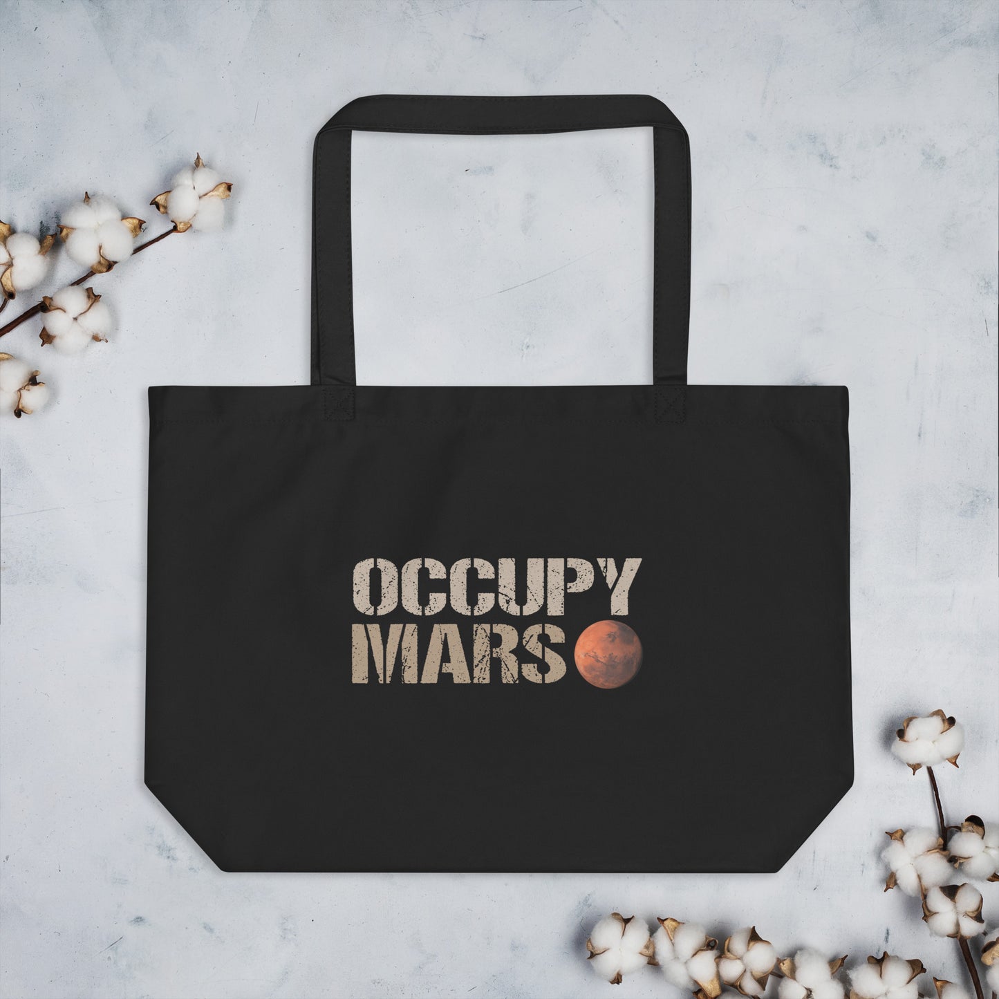 Occupy Mars Large Organic Cotton Tote Bag - SpaceX Inspired - American Revival Gear