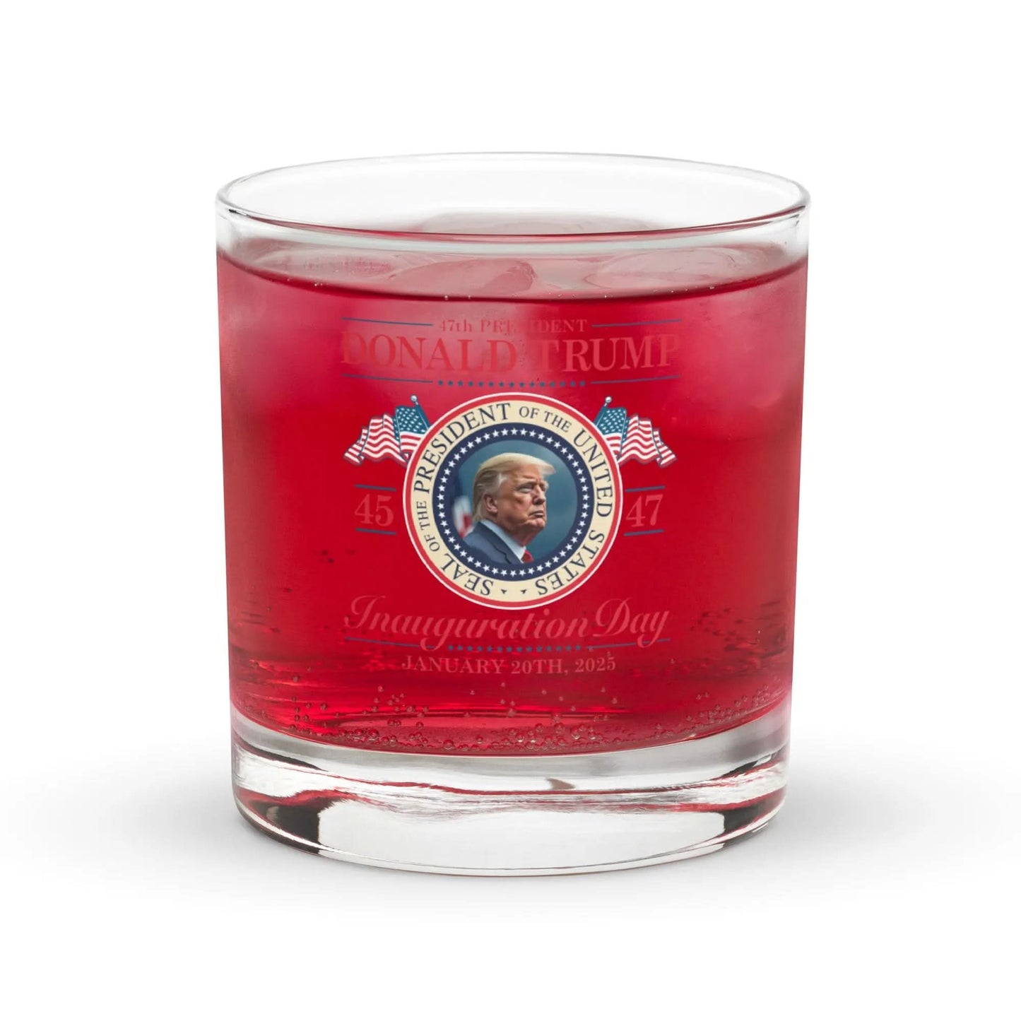 Donald Trump Inauguration Day 47th President Rocks Glass American Revival Gear