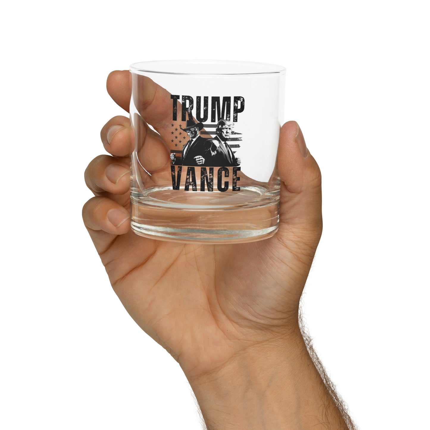 Trump Vance Duo Patriotic Rocks Whiskey Glass - American Revival Gear