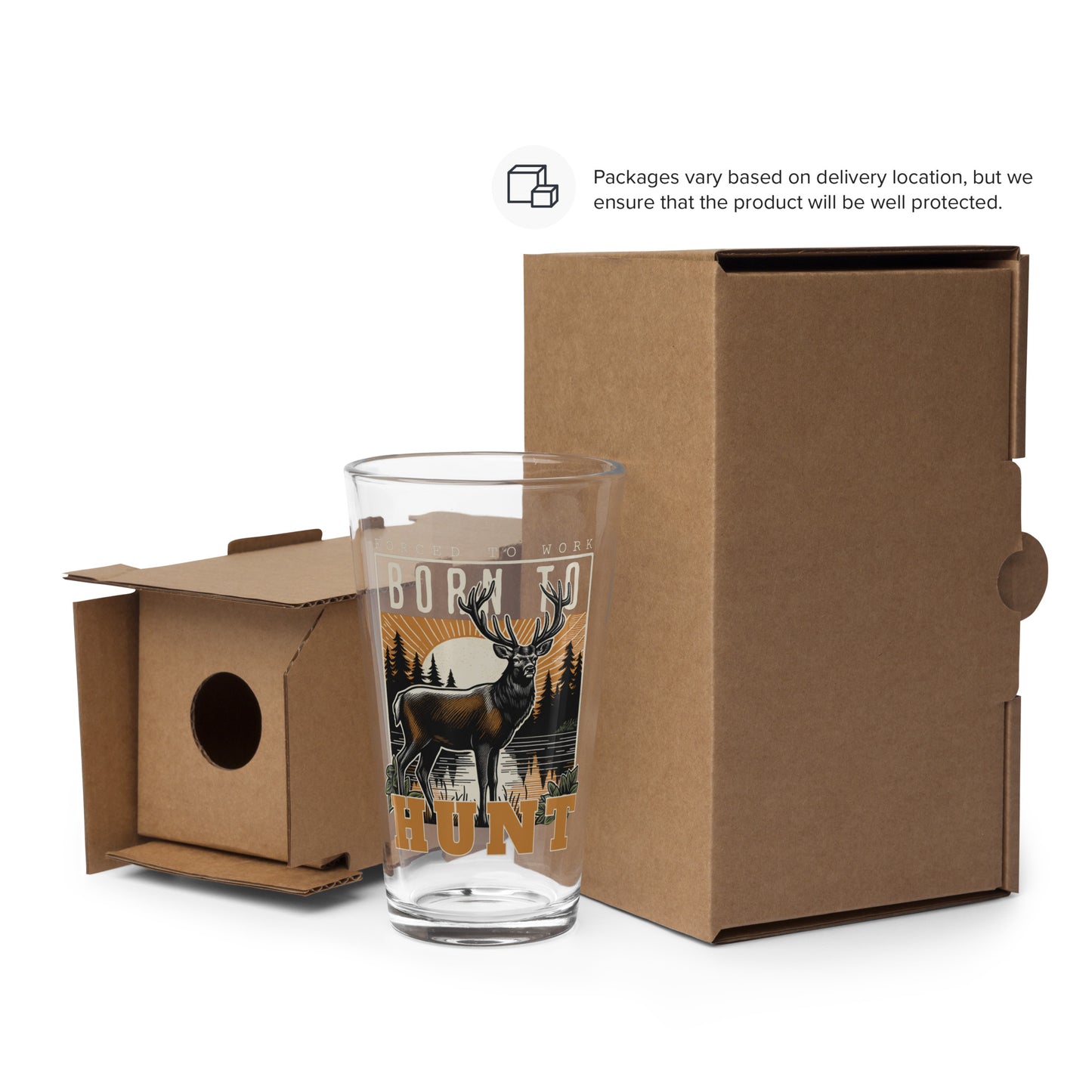Beer Glass- Forced To Work - Born to Hunt - American Revival Gear
