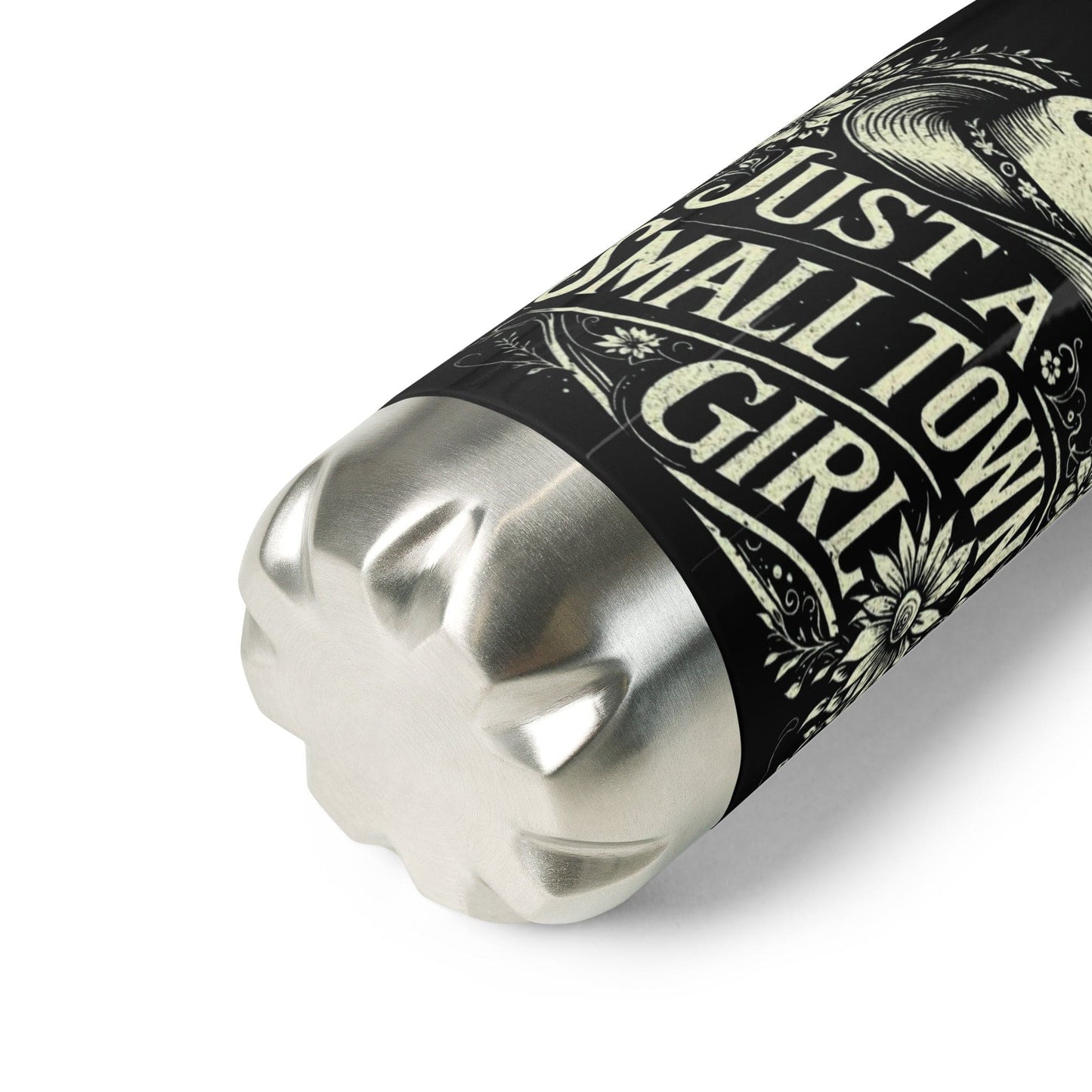 Stainless Steel Water Bottle - Just a Small Town Girl – Country Western Cowboy Hat and Flowers - American Revival Gear