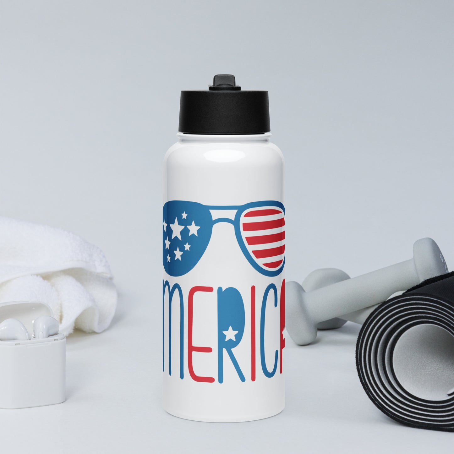 Show Your Pride with the "Merica" Patriotic Stainless Steel Water Bottle With A Straw - American Revival Gear