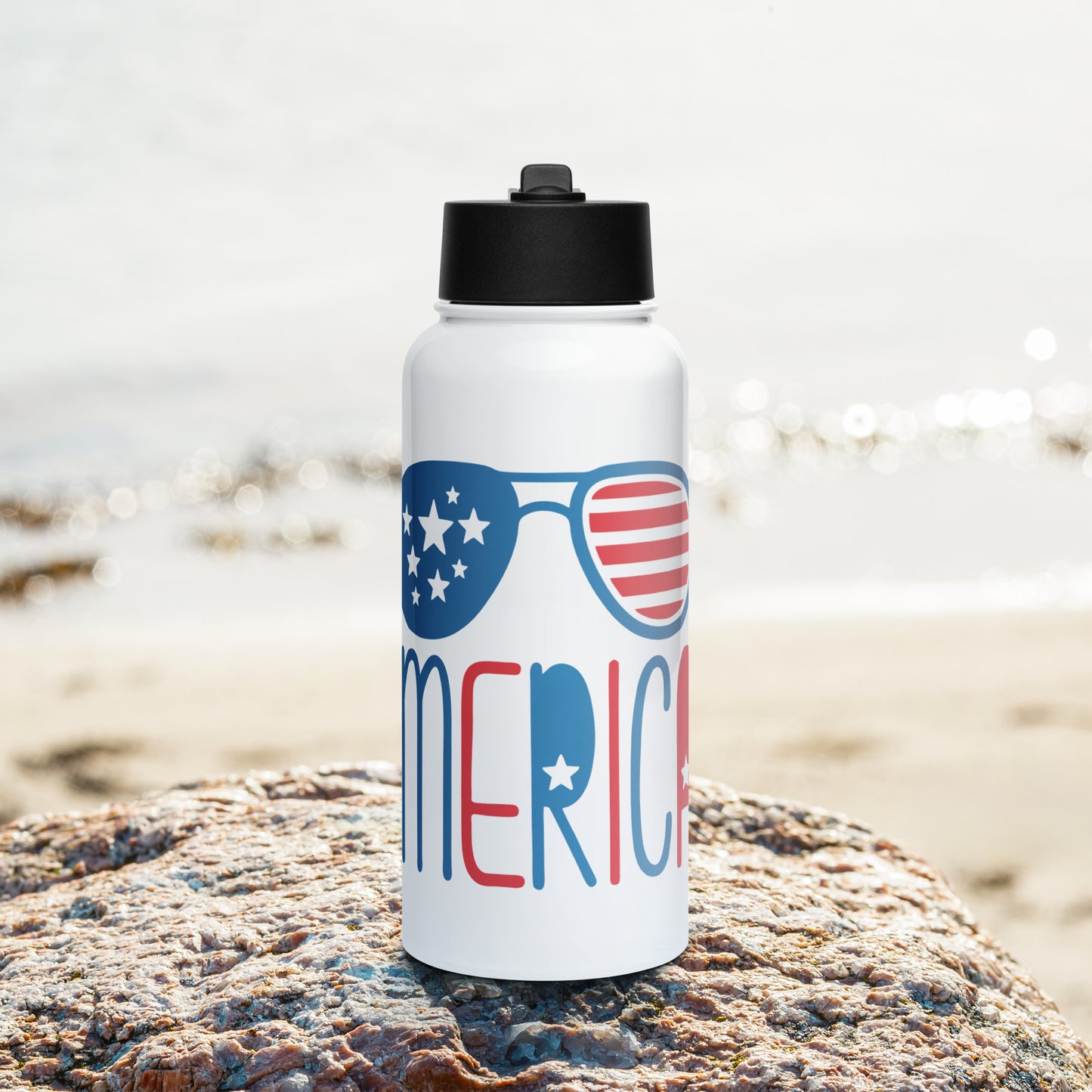 Show Your Pride with the "Merica" Patriotic Stainless Steel Water Bottle With A Straw - American Revival Gear