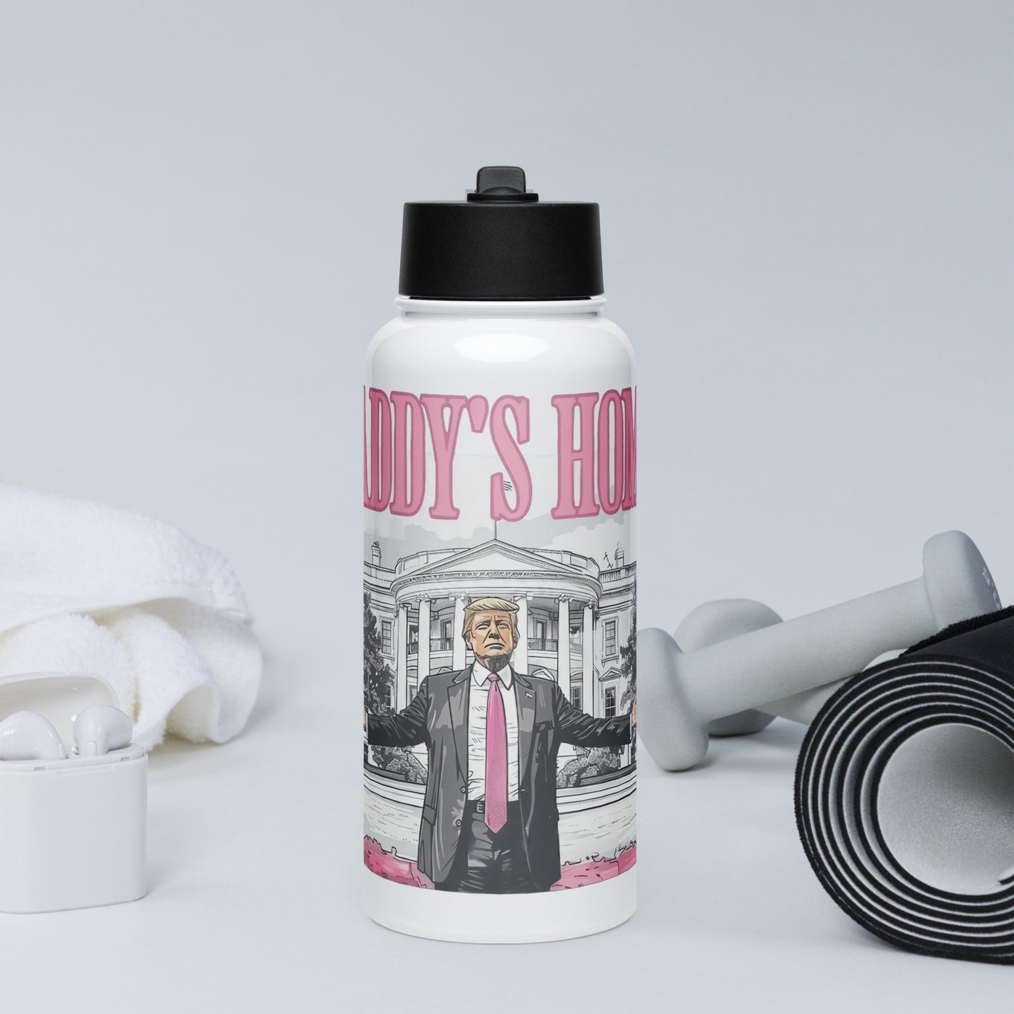 Daddy's Home President Donald Trump White House Stainless Steel Water Bottle With A Straw Lid - American Revival Gear