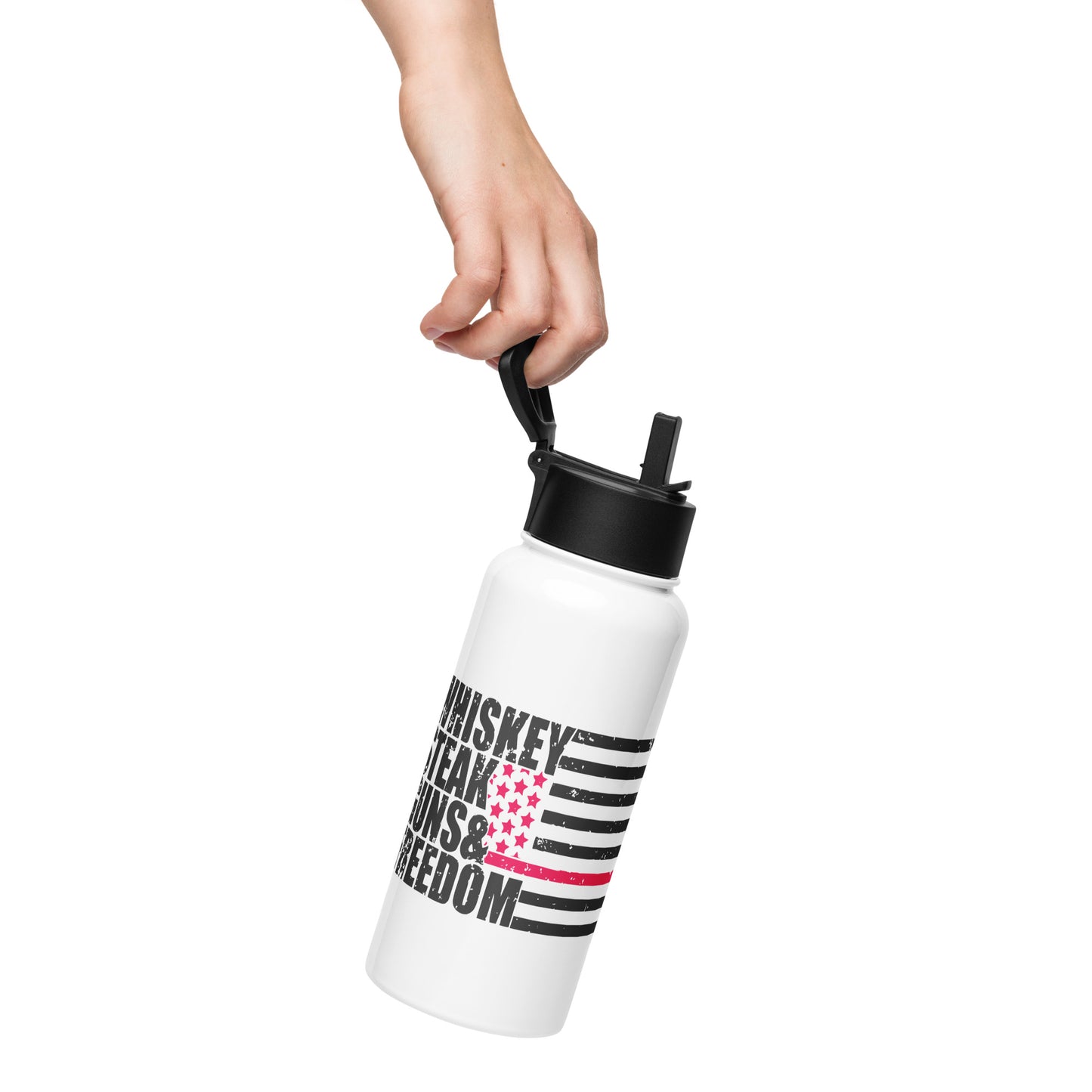 Whiskey Steak Guns Freedom Stainless Steel Water Bottle With A Straw - American Revival Gear