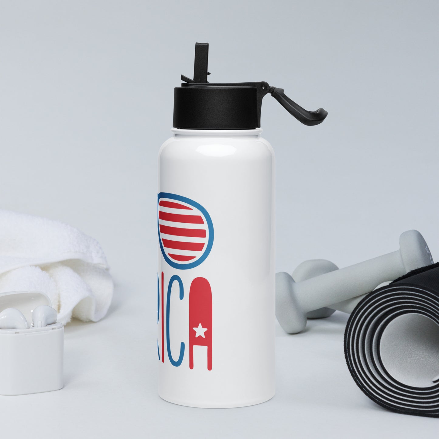 Show Your Pride with the "Merica" Patriotic Stainless Steel Water Bottle With A Straw - American Revival Gear