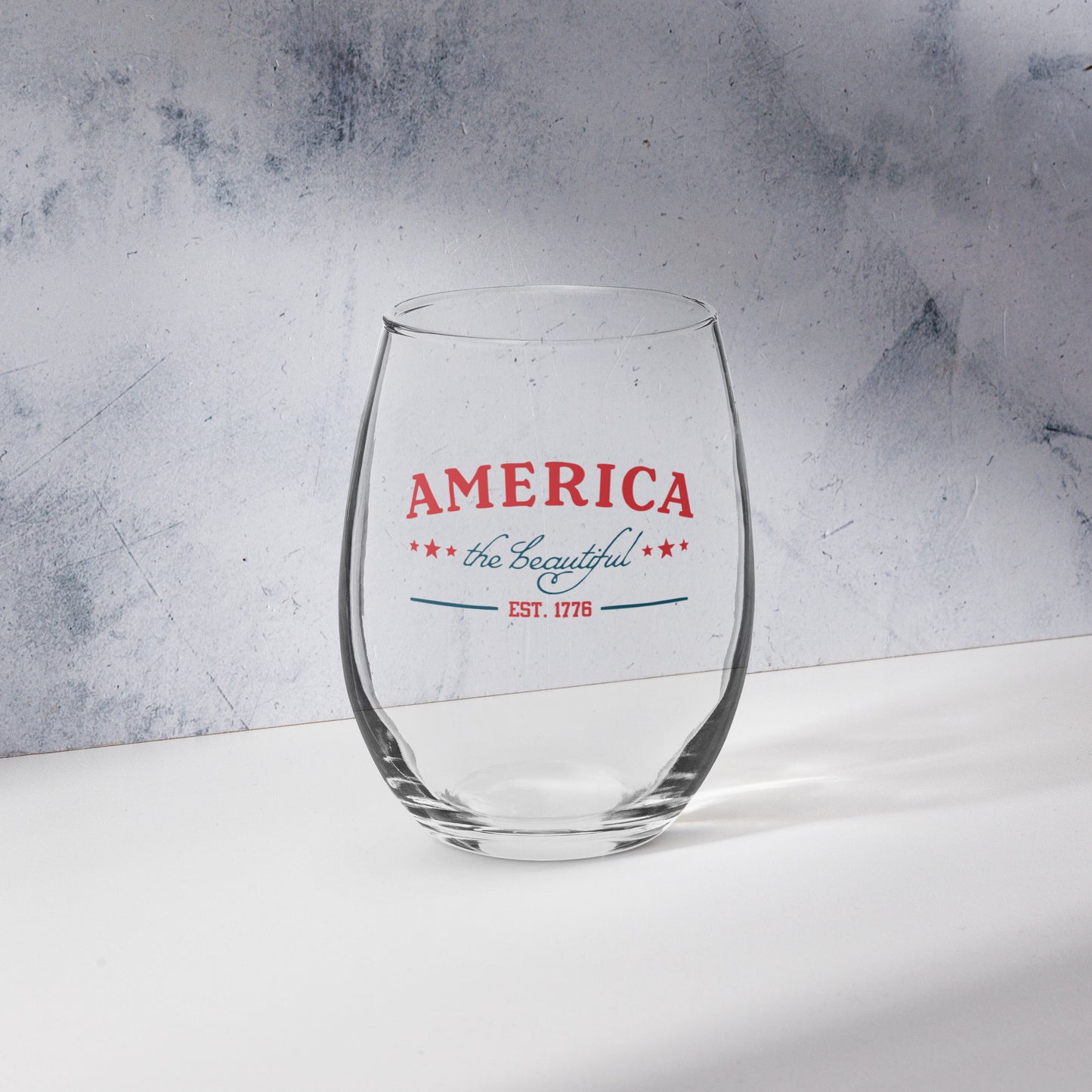 America The Beautiful Established 1776 Stemless Wine Glass - American Revival Gear
