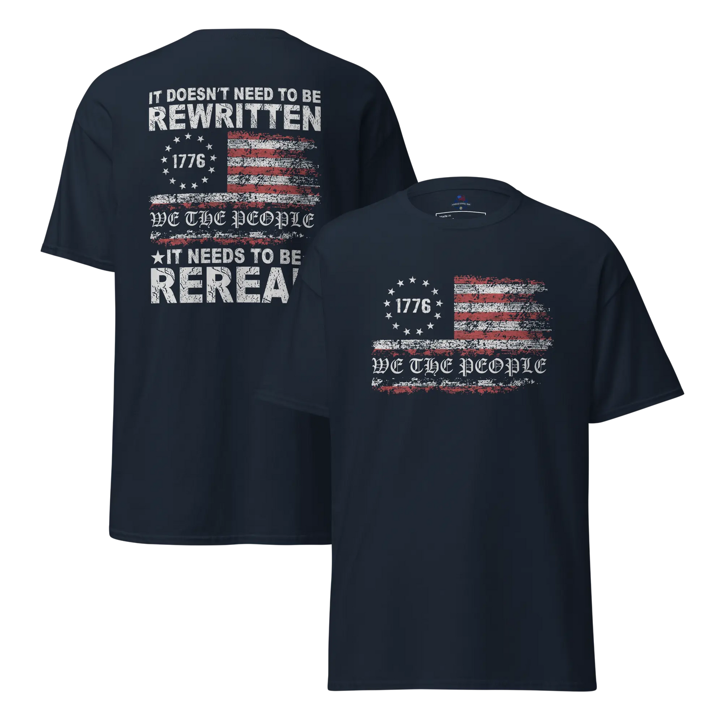 1776 We The People Patriotic American Flag Men's T-Shirt American Revival Gear
