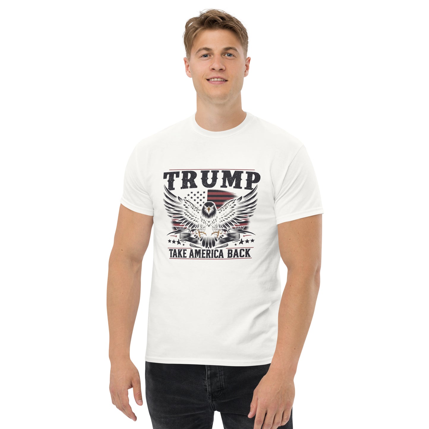 Trump Take America Back – American Flag & Eagle Men's T-Shirt - American Revival Gear