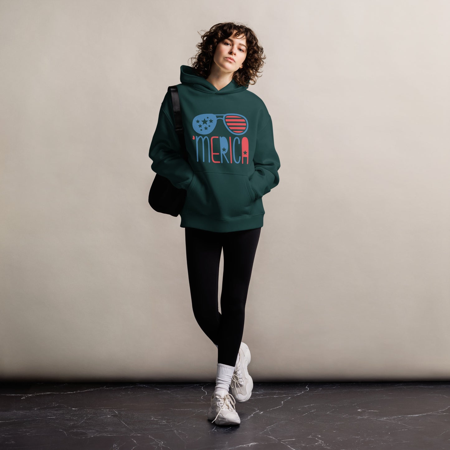 "Merica" Patriotic USA Women's Oversized Hoodie - American Revival Gear