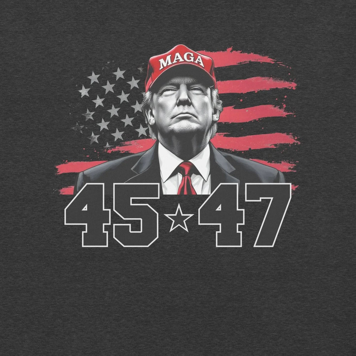 Donald Trump 45 & 47 Maga American Flag Men's T-Shirt American Revival Gear