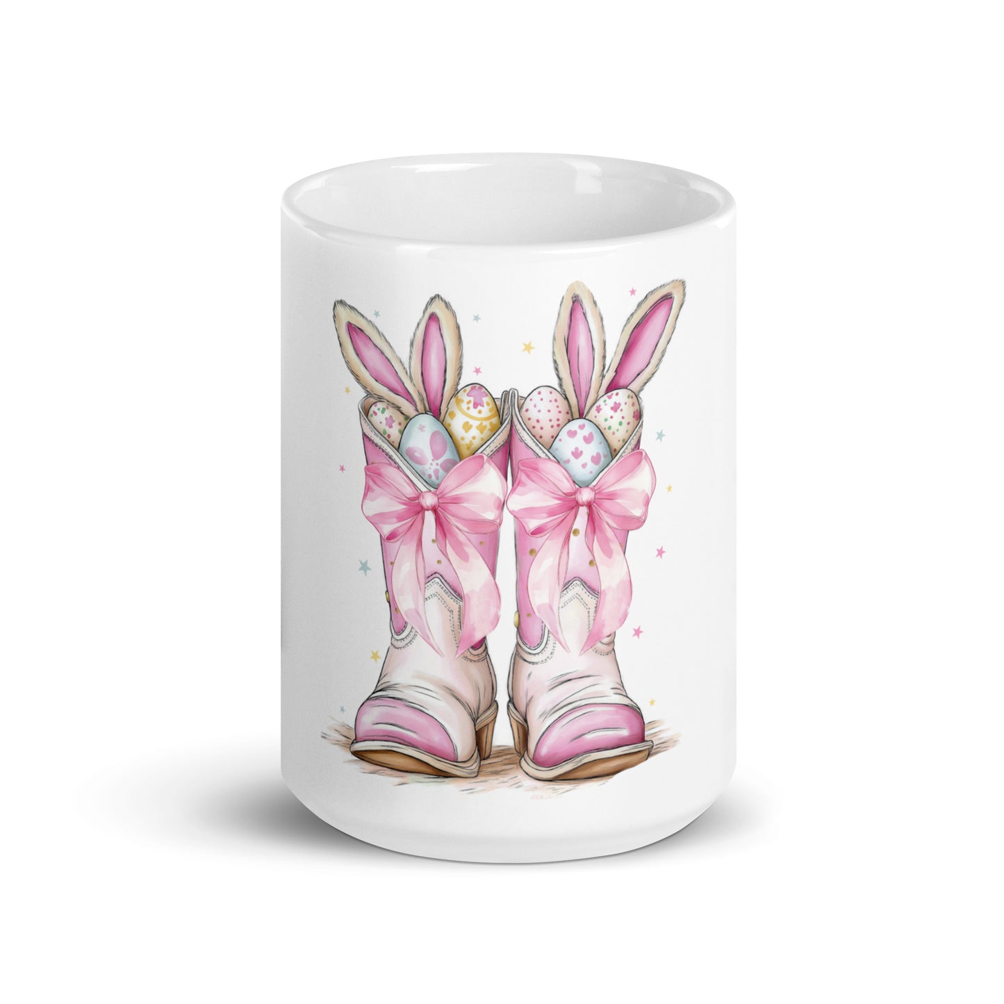 Easter Cowgirl Coffee Mug – Pink Boots, Bunny Ears & Spring Vibes