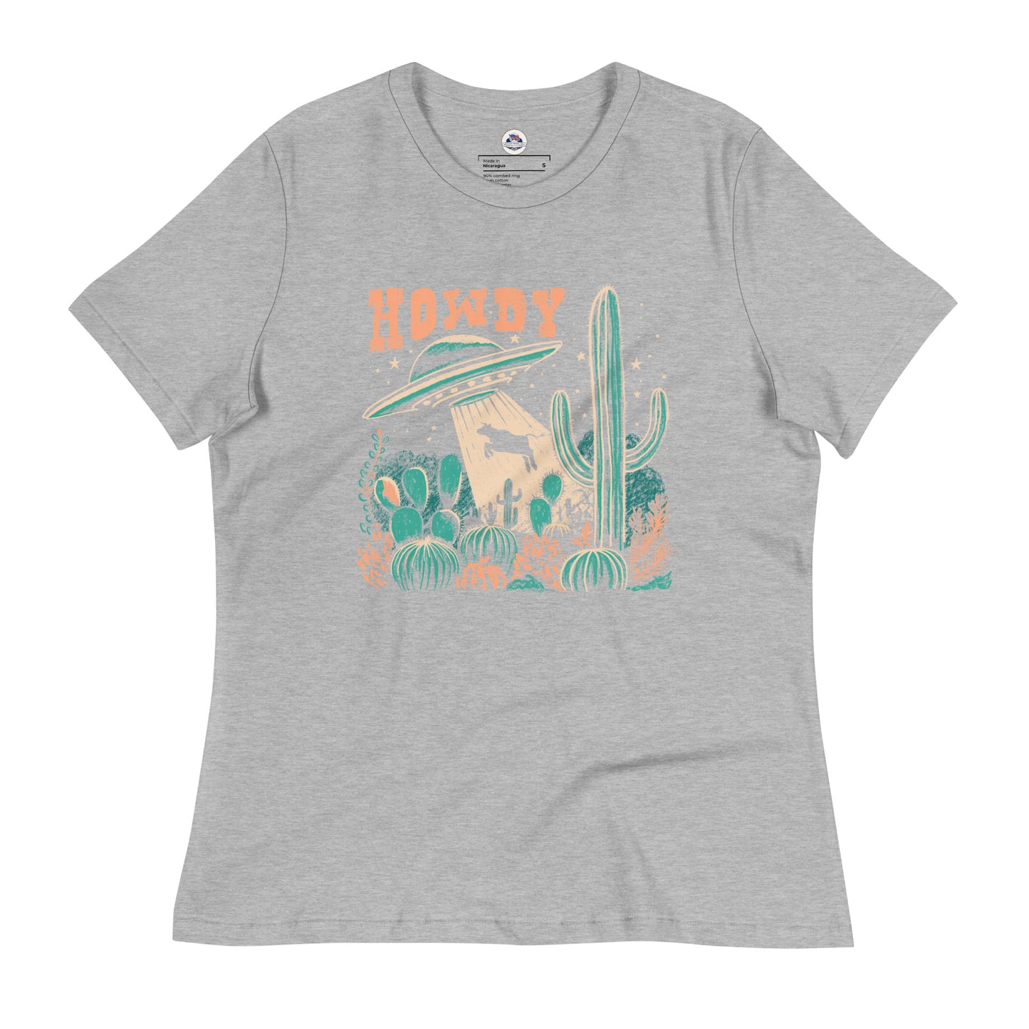 Women's T-Shirt – Howdy Western Desert Cow Graphic Tee - American Revival Gear