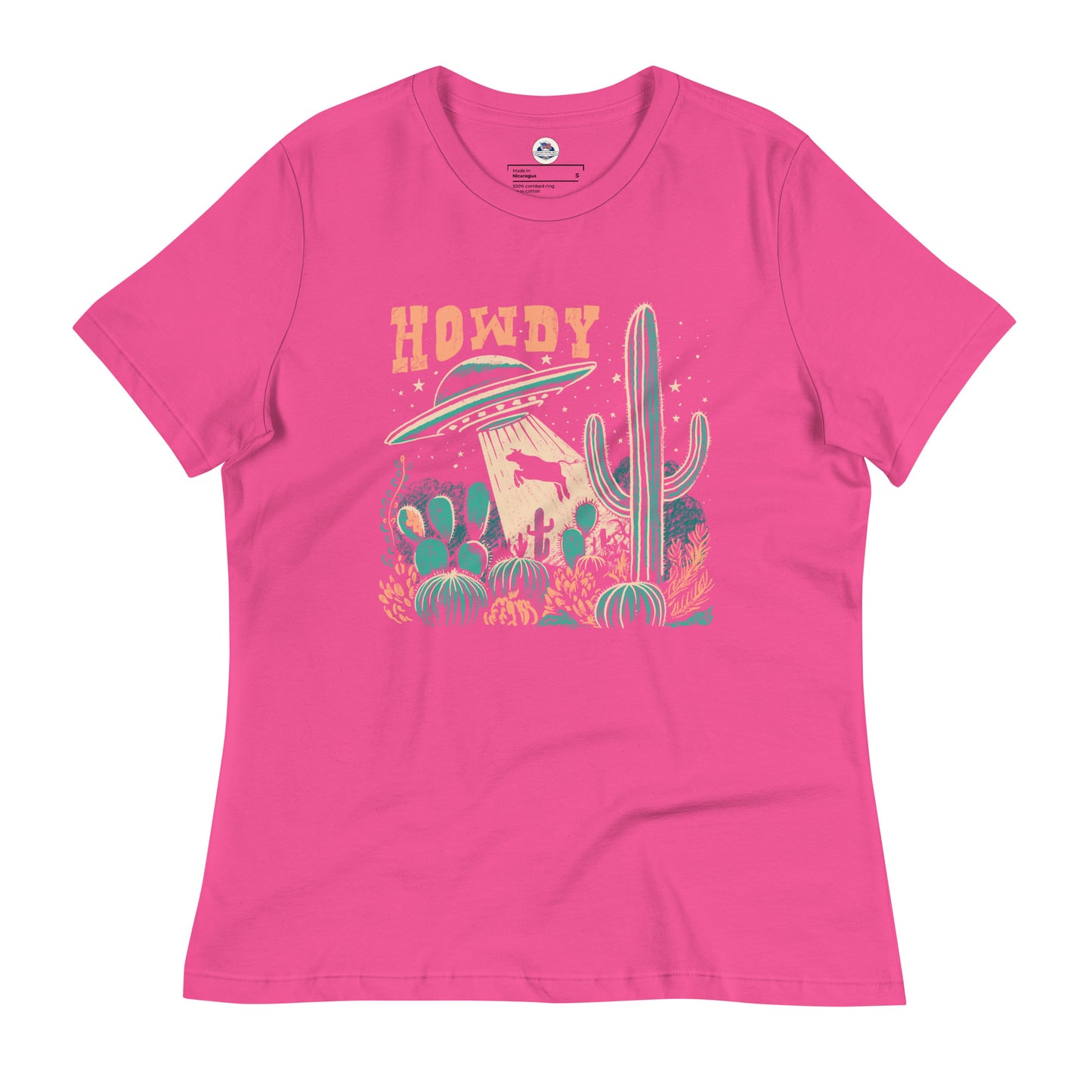 Women's T-Shirt – Howdy Western Desert Cow Graphic Tee - American Revival Gear