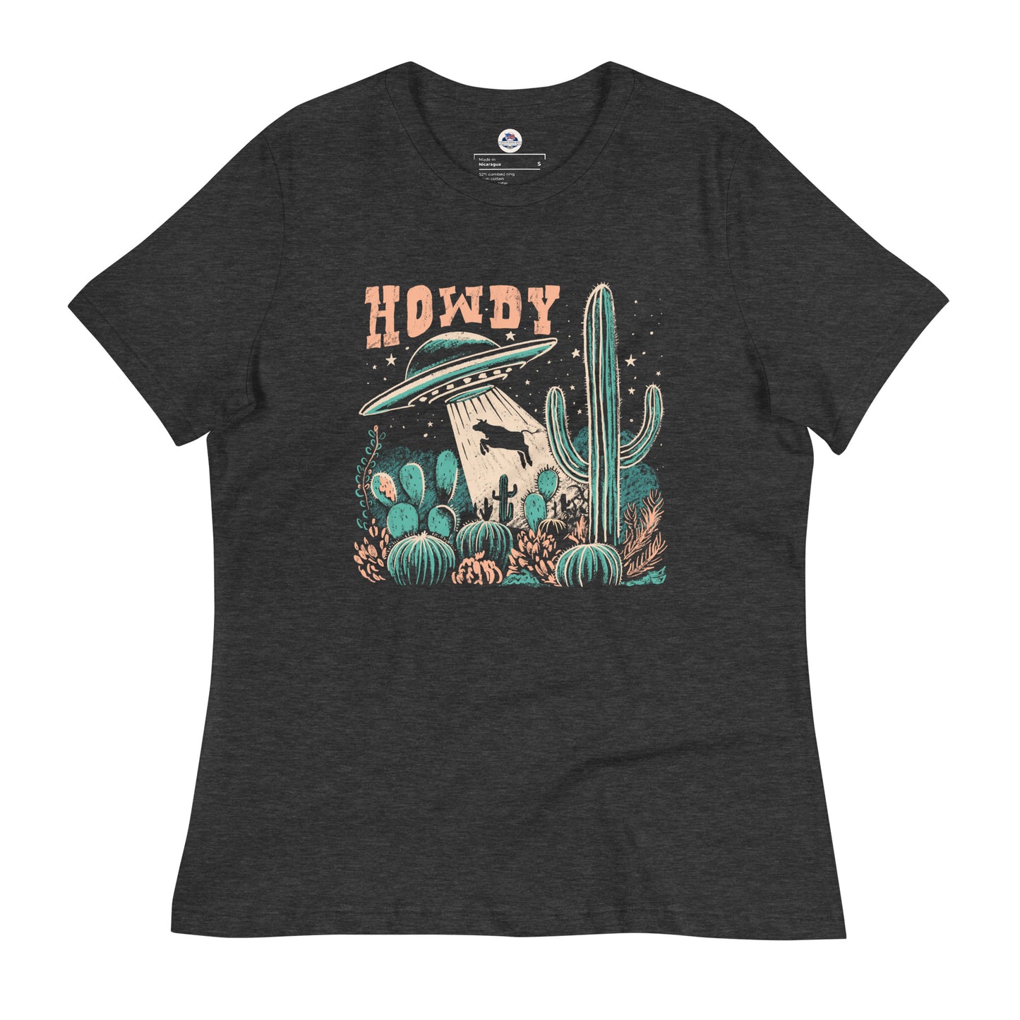 Women's T-Shirt – Howdy Western Desert Cow Graphic Tee - American Revival Gear