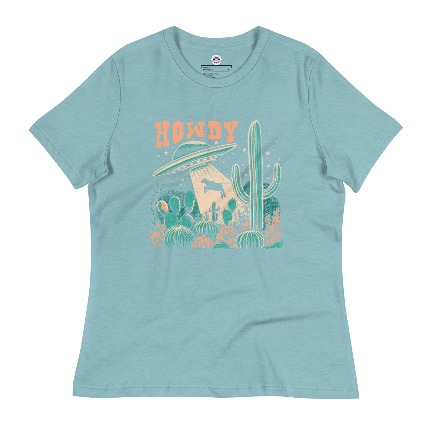 Women's T-Shirt – Howdy Western Desert Cow Graphic Tee - American Revival Gear