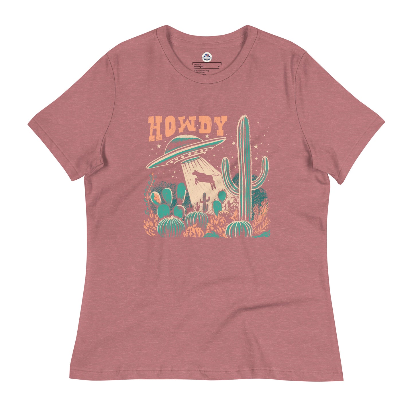 Women's T-Shirt – Howdy Western Desert Cow Graphic Tee - American Revival Gear