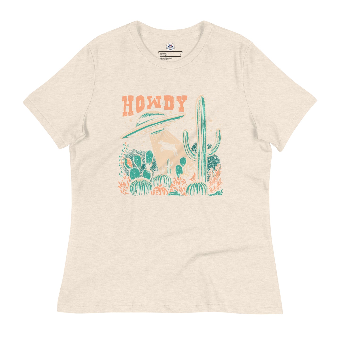 Women's T-Shirt – Howdy Western Desert Cow Graphic Tee - American Revival Gear