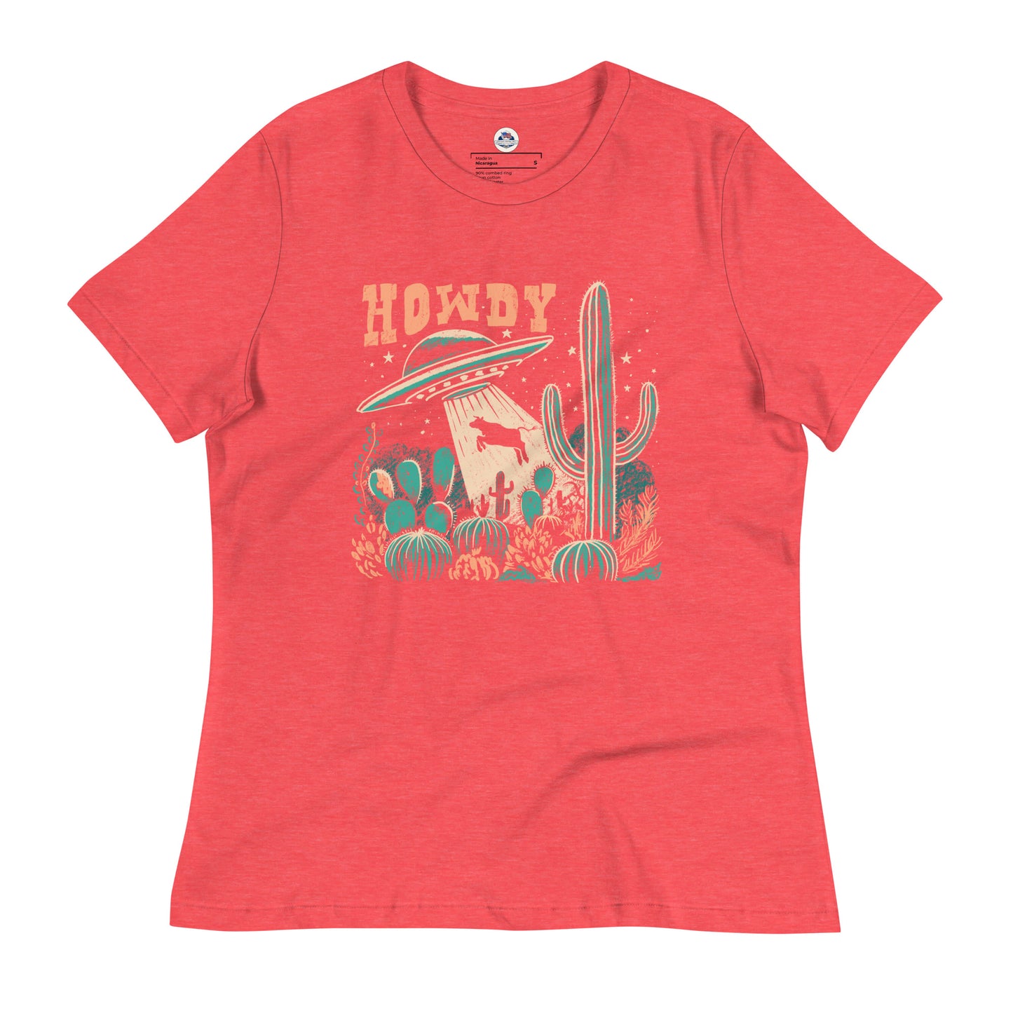 Women's T-Shirt – Howdy Western Desert Cow Graphic Tee - American Revival Gear