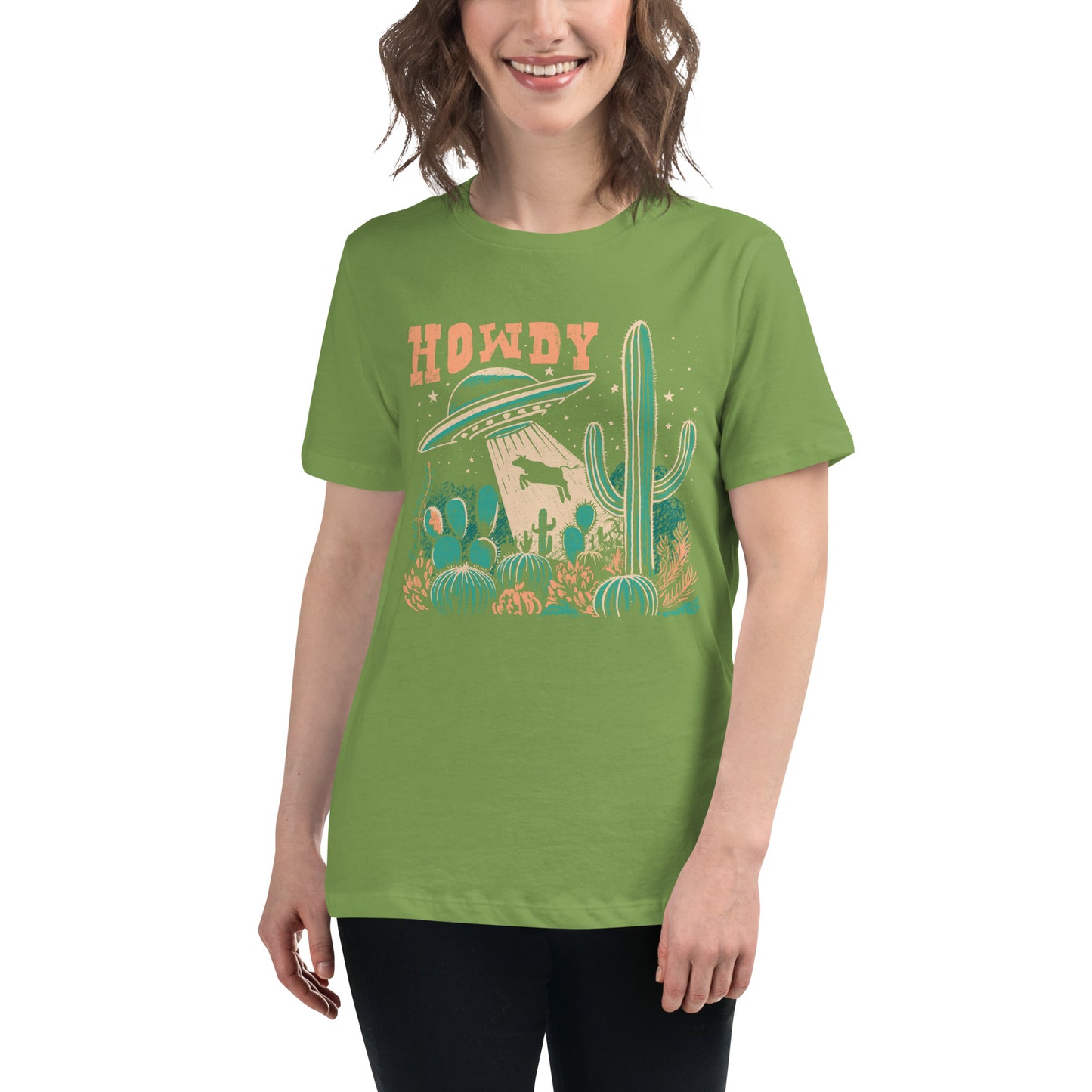 Women's T-Shirt – Howdy Western Desert Cow Graphic Tee - American Revival Gear