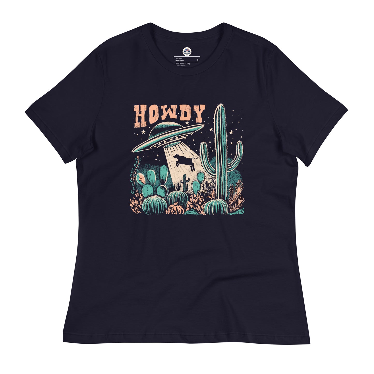 Women's T-Shirt – Howdy Western Desert Cow Graphic Tee - American Revival Gear