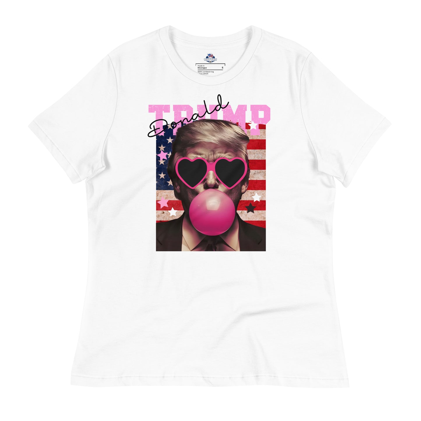 Trump Bubblegum Tee – Patriotic & Playful Women's T-Shirt - American Revival Gear