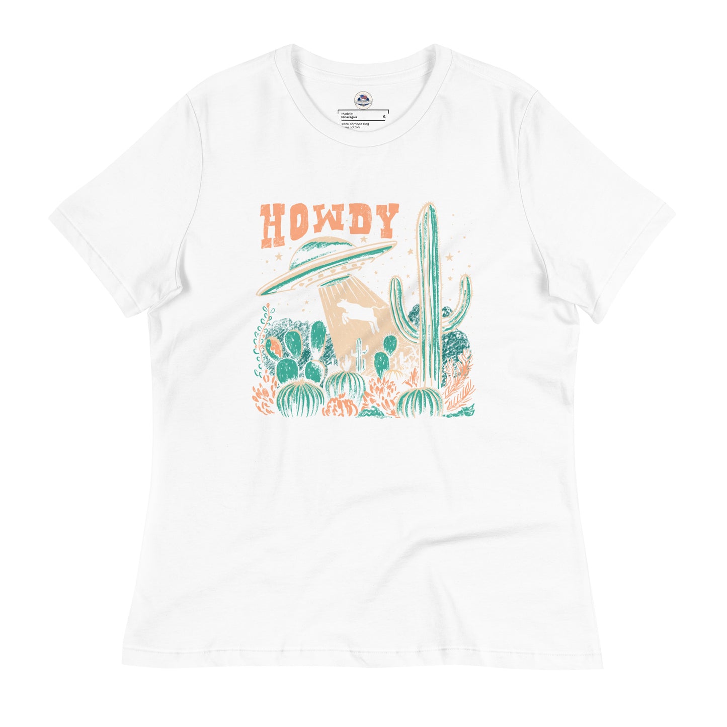 Women's T-Shirt – Howdy Western Desert Cow Graphic Tee - American Revival Gear