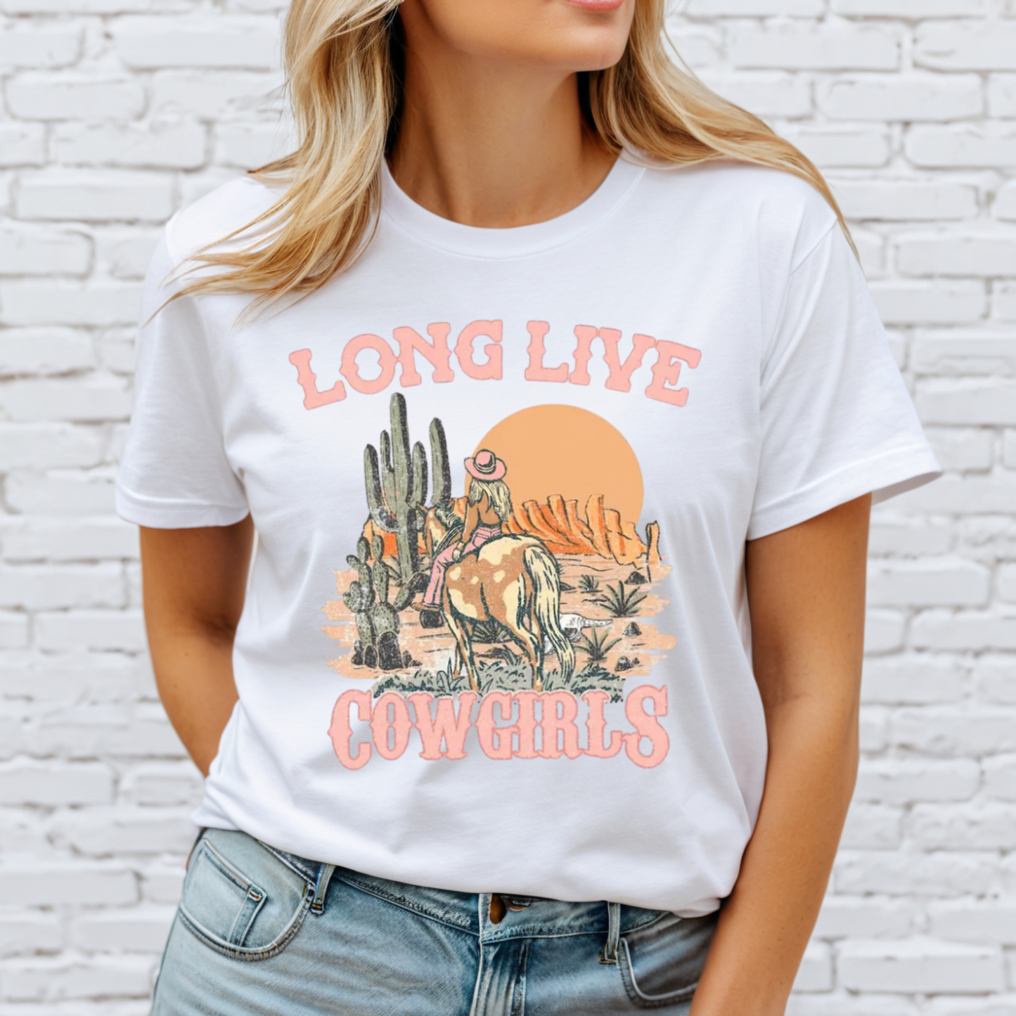 Long Live Cowgirls Women's T-Shirt – Western-Inspired Soft Graphic Tee - American Revival Gear