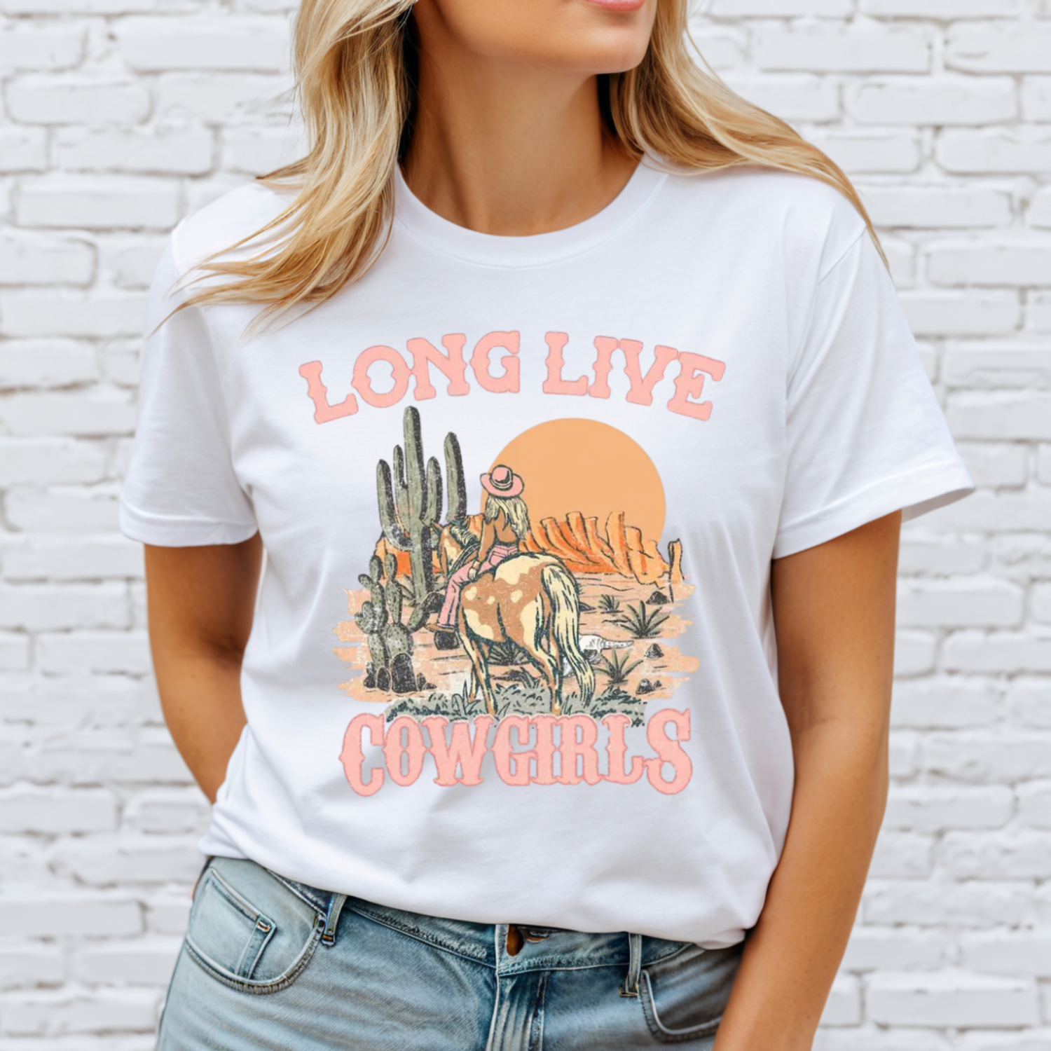 Long Live Cowgirls Women's T-Shirt – Western-Inspired Soft Graphic Tee - American Revival Gear