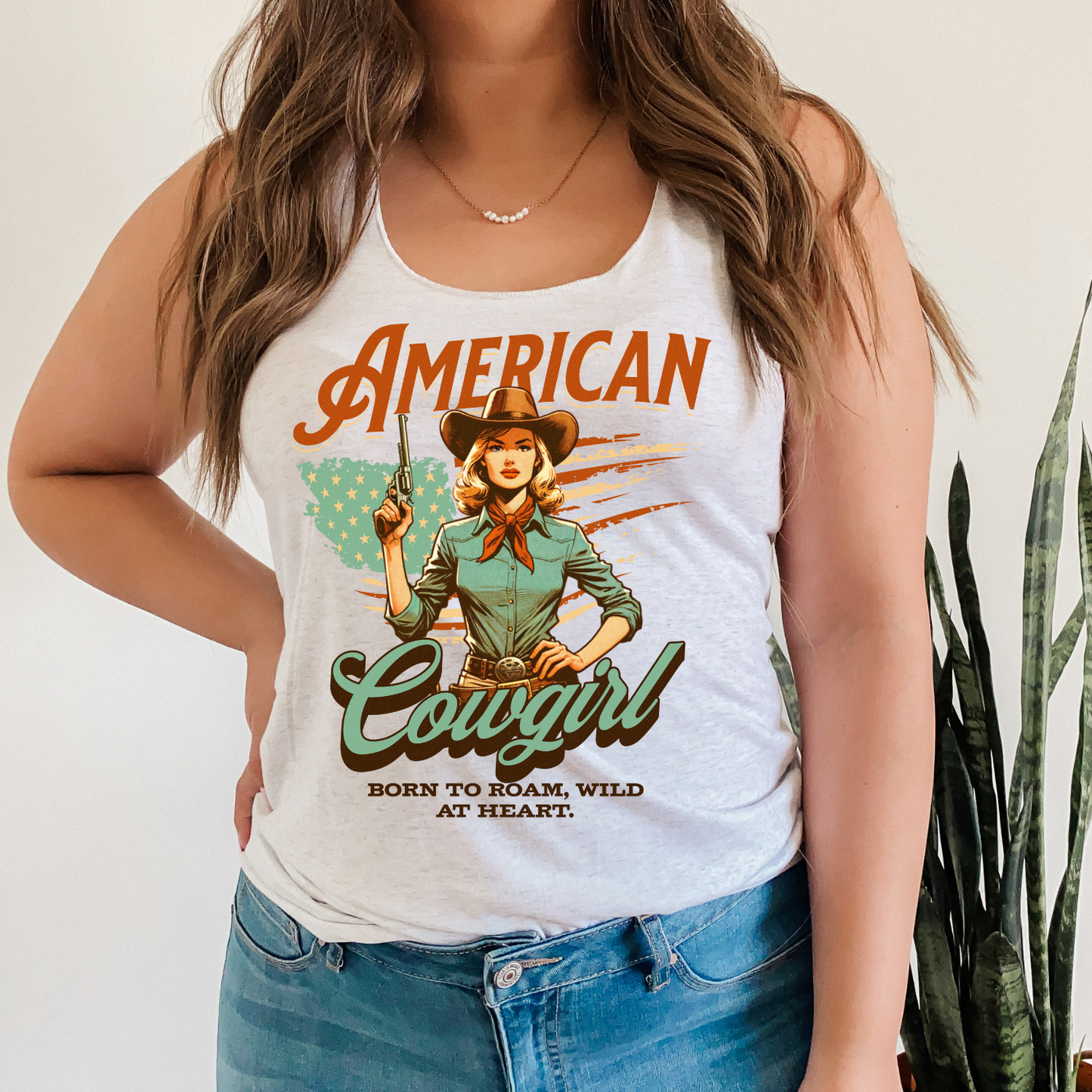 Women's Tank Top - American Cowgirl Born to Roam - American Revival Gear