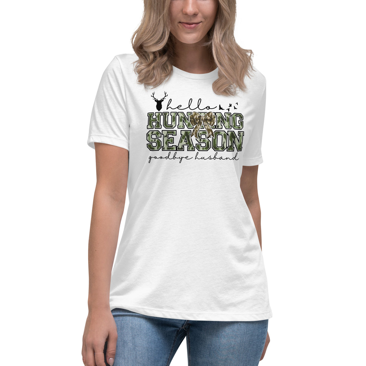 Women's Hunting T-Shirt - Hello Hunting Season, Goodbye Husband - American Revival Gear